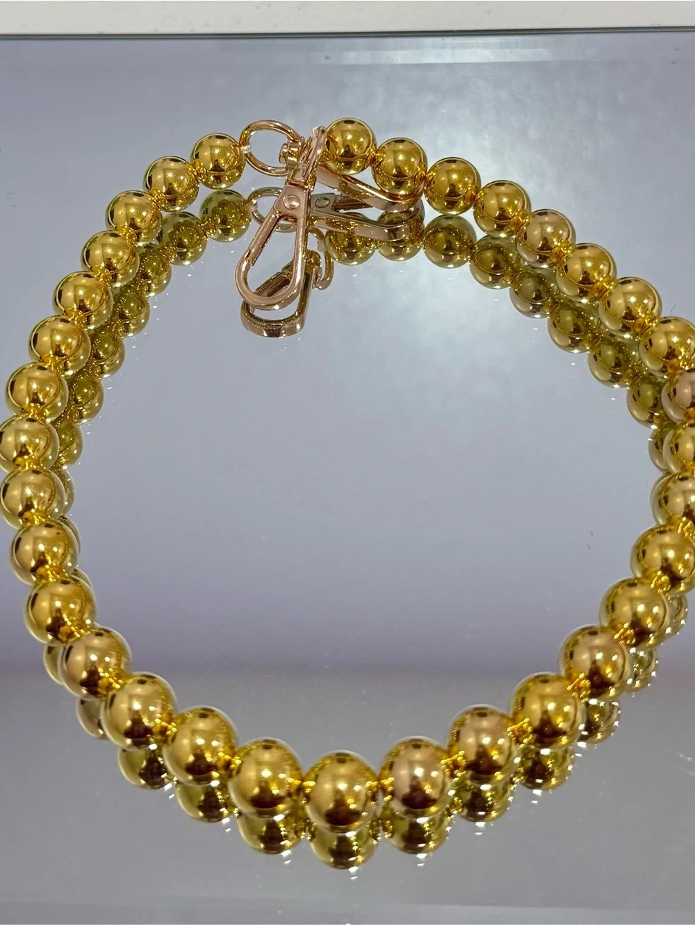 New Slim Gold Bead Bag Chain 18 inches